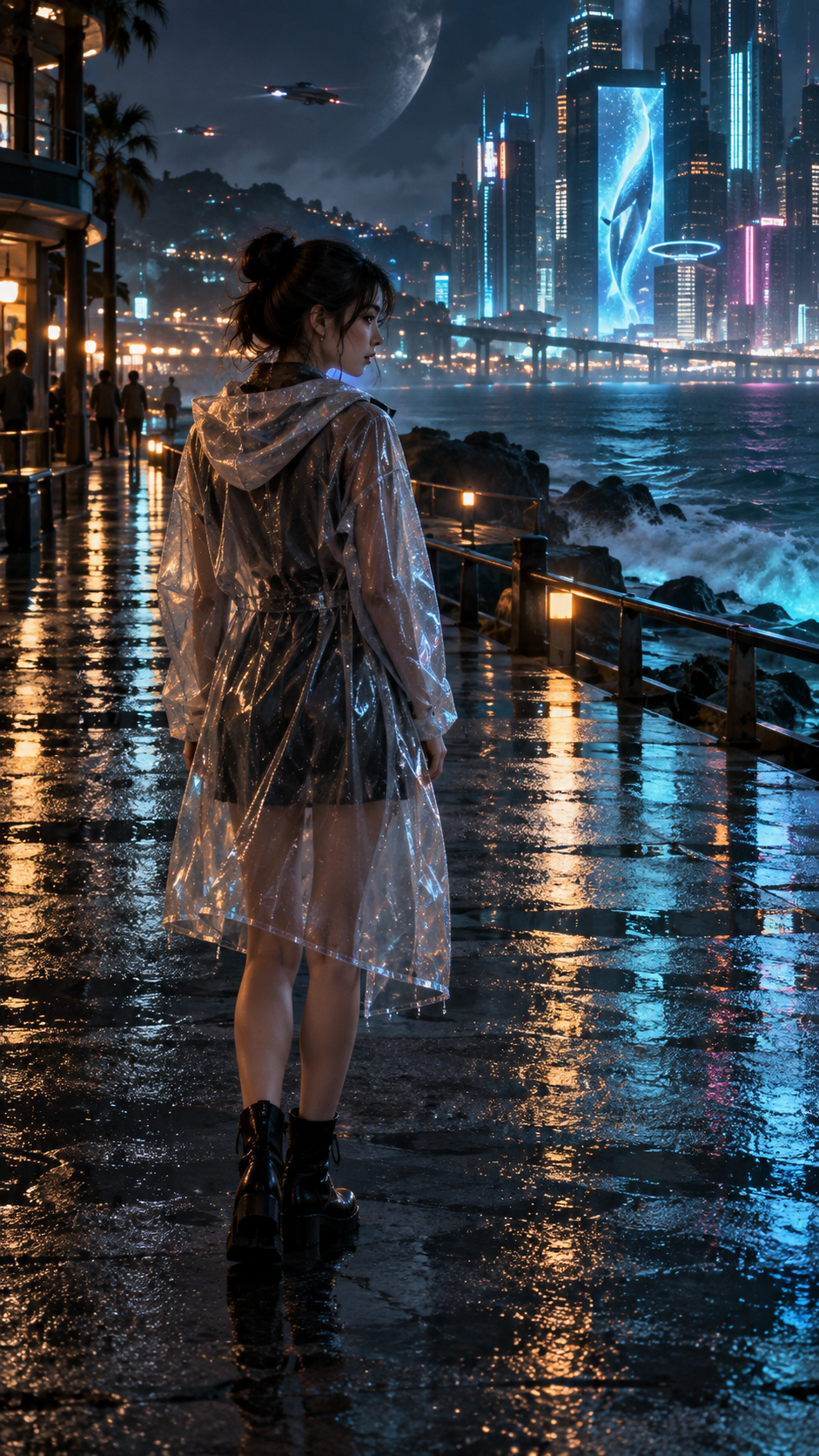 雨夜城市中的短剧画面